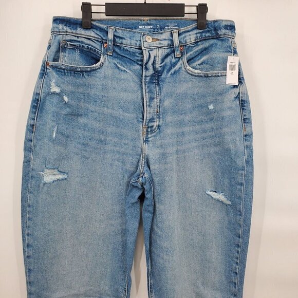 Old Navy Curvy Extra Hi Rise Sky-Hi Straight Button-Fly Jeans Womens Size 16 NWT - Picture 6 of 16